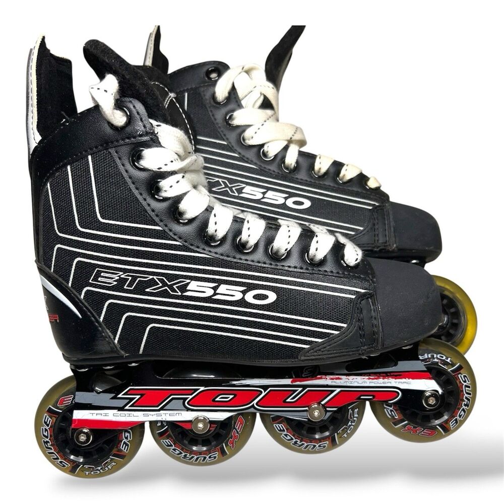 Tour Hockey ETX 550 Stabilizer System Tri Coil Chassis Inline Skates Men's Sz 5